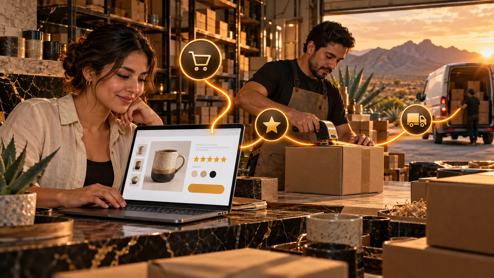 Tienda en línea configurada desde las fichas hasta el envío